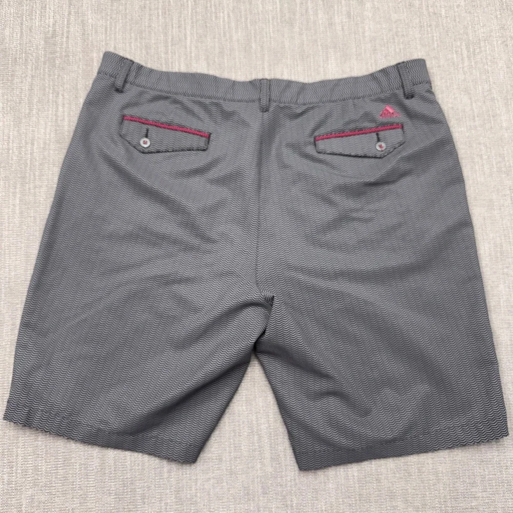 Adidas Golf Shorts Mens 42 Gray Herringbone Pink Stretch BC5311 Performance